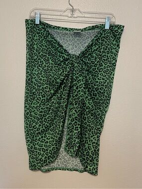 BuffBunny Green and Black Leopard Swim Sarong
